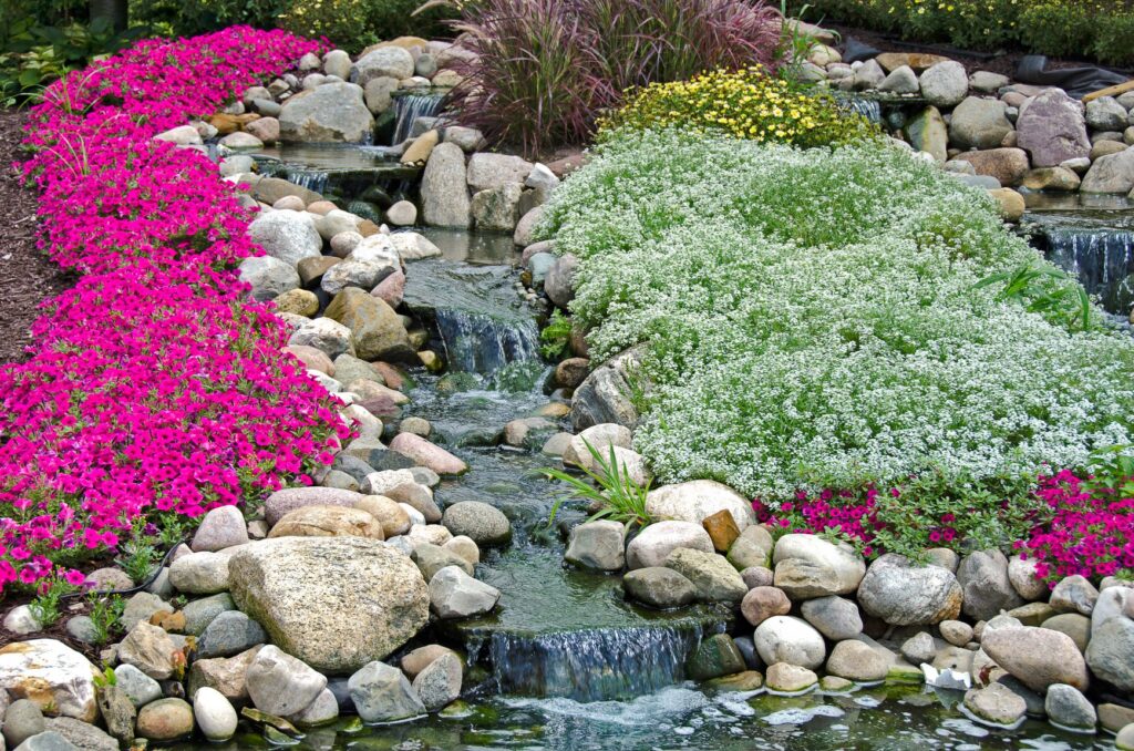 spring landscape with water feature